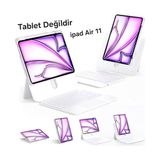 Kazan Hobi iPad Air 11 Inç (M4/m3/m2 2026/2025/2024) iPad Air 8/7/6/5/4. Nesil ve iPad Pro 11 Inç Için Uyumlu 360 Dönebilen Keyboard Touchpad Işıklı Türkçe Q Klavyeli Kılıf (Beyaz) - Çok Renkli