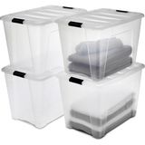 Kazan Hobi Iris Ohyama, Saklama Kutuları, Saklama Kutusu, Çok Fonksiyonlu, 4'lü Plastik Kutu Seti, 60 L, Kapak, Ergonomik Sap, Ofis, Ev – Ddntb-60 - Şeffaf