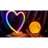 Kazan Hobi Işık KASABASI(107) Neon Kalp ve 3 D LED Sarı Küre Gece Lambası Sarı