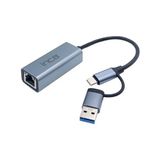Kazan Hobi IUTP-01TX USB 3.0 ve Type-C 3.1 Ethernet Adaptörü, 1000MBPS Gigabit RJ45, Alüminyum Kasa, Windows MacBook Notebook Tablet Uyumlu, Cep Telefonlarıyla Uyumlu Değil - Çok Renkli