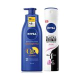 Kazan Hobi Kadın Sprey Deodorant Black&white Clear 150 Ml, Q10 Sıkılaştırıcı ve Nemlendirici Vücut Sütü 400 ml