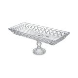 Kazan Hobi Kafes Model El Yapımı Ayaklı Cam Sunumluk, Dikdörtgen Şeffaf Dekoratif Servis ve Meyve Tabağı (39X15 Cm) - Çok Renkli