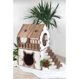 Kazan Hobi Kedi Evi 2 Katlı Merdivenli - Standart - Çok Renkli