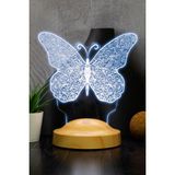 Kazan Hobi Kelebek LED Lamba, Kelebek Tasarımlı 3D Gece Lambası, Kelebek Desenli LED Masa Lambası