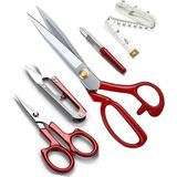 Kazan Hobi Kırmızı Saplı Çelik Somunlu Profesyonel Kumaş Kesim Makası Set (9 Numara 23CM)