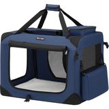 Kazan Hobi Köpek ve Kedi Için Oxford Kumaştan Katlanabilir Taşıma Kutusu, Araba Için, L, 70 x 52 x 52 Cm, Koyu Mavi - Çok Renkli