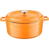 Kazan Hobi Lava Spring Serisi - Döküm Tencere, Yuvarlak, 28 Cm, Mat Emaye, Parlak Siyah Taban, Turuncu