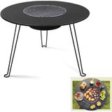 Kazan Hobi Mallart® Katlanabilir Kamp Masası ve Mangal Seti 60CM - Çok Fonksiyonlu Taşınabilir Barbekü Masası, Çay ve Güveç Için Uygun, Kömürlü Bahçe ve Piknik Masası, Paslanmaz Çelik Izgaralı