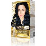 Kazan Hobi Maxx Deluxe Gold Serisi 24K Altın Parçacıklı Serum ile 1 Kutu 2 x 50 ml ve Geliştiriciler Saç Boyası (Mavi Siyah 1.1)