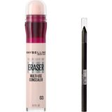 Kazan Hobi Maybelline New York Instant Anti Age Eraser Kapatıcı 03 Fair & Mini Tattoo Liner Gel Pencil Makyaj Seti