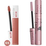 Kazan Hobi Maybelline New York Lash Sensational Sky High Maskara + Super Stay Matte Ink Unnude Likit Mat Ruj - 65 Seductress