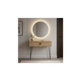 Kazan Hobi Meşe Metal Ayaklı Modern Dresuar; 80X20X20 Cm, Suntalam, Minimalist Antre ve Salon Konsol Dolabı - Çok Renkli