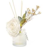 Kazan Hobi Missi 200 ml Buzlu Cam Şişe Beyaz Gül Dekorlu White Jasmine Oda Kokusu