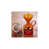 Kazan Hobi Miter Premium Amber Borosilikat Cam Kahve Demleme Sürahisi 600ML Isıya Dayanıklı Chemex Tarzı Manuel Kahve Demliği Filtre Aparatlı Şık Tasarım