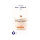 Kazan Hobi Mood Ahşap Detaylı Emaye Yoğurt/bakliyat Bakracı(20 Cm-3 L-Tüm Ocaklarla Uyumlu)