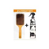 Kazan Hobi Profesyonel Saç Açma Fırçası 118 Paddle Brush ve Milk Therapy Fön Sütü 400 ml 2'li Set Sarı - Çok Renkli