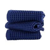 Kazan Hobi Püskül Lüks 3-Adet Waffle El Havlusu Seti, Büyük 40X80 Cm, Koyu Mavi, 100% Pamuk Yumuşak Süper Emici Hızlı Kuruyan Yüksek Kaliteli Waffle 3D Petek Dokuma Banyo ve Mutfak Havluları - Çok Renkli