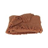 Kazan Hobi Püskül Müslin Koltuk Battaniyesi & Pike Tek Kişilik 135X170 Cm, 100% Pamuk Ultra Yumuşak 4-Katlı Muslin Kumaş Havadar Dört Mevsim Dekoratif Tv Battaniye Şalı (Tobacco, 135X170 cm Tv Battaniyesi) - Çok Renkli