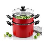 Kazan Hobi Redio Haşlama Tenceresi - Yanmaz Yapışmaz Teflon Iç Yüzeyli, Alüminyum Kırmızı Derin Tencere (22 Cm; 3.8 L) - Çok Renkli - 10 cm