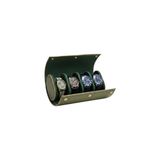Kazan Hobi Saat, 4'lü Deri Kutusu Silindir Tasarım Taşınabilir Saat Saklama Organizer 24X11X7 cm (Haki) - Çok Renkli