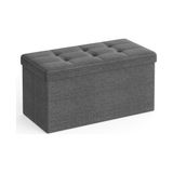 Kazan Hobi Saklama Alanlı Oturma Bankı; Oturma Sandığı, Tabure, Saklama Kutusu, Ayak Koyma Yeri, Katlanabilir, 300 Kg'a Kadar Taşıyabilir, 80 L, 76 x 38 x 38 Cm, Suni Keten, Koyu Gri, SPF47K - Çok Renkli