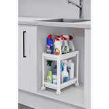 Kazan Hobi Sas Haus Flex Elite Pro 2 Katlı Beyaz Tekerlekli Çok Amaçlı Banyo & Mutfak Düzenleyici Raf - Evye Altı Raf Beyaz 40 x 35