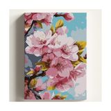 Kazan Hobi Sayılarla Boyama Tuval Hobi Seti Pembe Ağaç Temalı Fırça ve Boya Dahil Set (Çıtalı) 40X50 cm Kendin Yap Sayılarla Tuval Boya Kiti (Kasnaklı) - Çok Renkli
