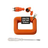 Kazan Hobi Seyyar 15 Metre Uzatma Kablosu, Ttr Cca Telli, 3x1.5 Mm, Elektrik Kablo Kontrol Kalemi, Dişi Erkek Fiş - Çok Renkli