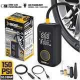 Kazan Hobi Sgs Plus Şarjlı Hava Kompresörü, Dijital Ekran, 12V 6.0AH Lithium-Ion Batarya, 6000MAH Powerbank, LED Fener, 150 Psı, Araba Motorsiklet Bisiklet Için