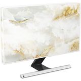 Kazan Hobi Soyut Doku Mermer Tasarımlı Beyaz Altın Bilgisayar Monitörü Kapağı 26, 27, 28 Inç Panel Kılıf Bilgisayar Monitörü Kapakları Pc Masaüstü ve Tv Lcd/led/hd Ekran Kapağı ile Uyumlu Kılıf