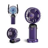 Kazan Hobi Taşınabilir El Vantilatörü, Tip-C Şarj Edilebilir, LED Ekranlı 4000 Mah Pille Çalışan Fan, 90° Katlanır, 5 Hızlı Rüzgar, Elde Taşınabilir/boyun/masa 3'ü 1 Arada Kişisel Küçük Fan, Kadınlar Için - Çok Renkli