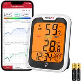 Kazan Hobi Thermopro TP358 Dahili Saatli Termometre Higrometre, Bluetooth Dijital Ev Termometresi, Veri Depolama ve Oda Için Uyarı Fonksiyonlu Arkadan Aydınlatmalı Nem Ölçer