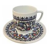 Kazan Hobi Türk Kahvesi Fincanı ve Tabak Seti,seramik Çift Parça Kahve Takımı,el Işi Iznik Desenli,geleneksel Çini Motifli Dekoratif Sunum Fincanı,misafir Sunumları ve Hediye Seçenekleri Için Özel Tasarım