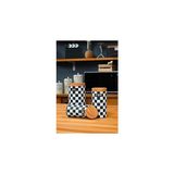Kazan Hobi Ucr Home 3'lü Set Metal Çay Kahve Şeker Saklama Kavanozu - Dama Desenli