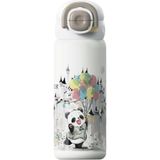 Kazan Hobi Vagonlife Diller 600ML Sevimli Hayvanlar Desenli Pipetli/pipetsiz El Askılı Paslanmaz Çelik Termos (Panda)