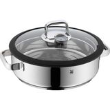 Kazan Hobi Wmf Vitalis Aroma Buharlı Pişirme Tenceresi, 28 Cm, 5 L, Cam Kapaklı, Silikon Kenarlı, Pişirme Termometresi ve Buharlı Pişirme Tepsili, Cromargan® Yüksek Kaliteli Paslanmaz Çelik, Fırına Uygun