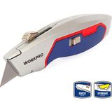 Kazan Hobi Workpro WP213011 Ağır Hizmet Alüminyum Gövde Geri Çekilebilir Rötuş Maket Bıçağı + 3 Adet Yedek Bıçak