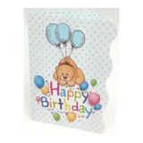 Kazanabil HAPPY BİRTHDAY AYICIK VE BALON BASKILI BEBEK PARTİ DAVETİYESİ MAVİ 10 ADET