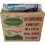 Kazanç Plastik Eko Endüstriyel Jumbo Çöp Torbası Poşeti 80 x 110 cm 400 gr Siyah 2 Kat Kokusuz
