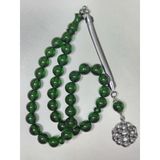 Kazazlı Yeşil Renk Ateş Kehribar Tesbih Küre Kesim (11 X 11 Mm)