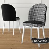 Kaze Serisi 6 Adet Kazayağı Desen Mutfak Sandalyesi Metal Iskeletli 1. Sınıf Babyface Kumaş - Baby Face - Ahşap
