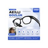 KAZEMTECH Kameralı Akıllı Gözlük Yapay Zeka Destekli 8MP Kamera 1080P Kendinden Hafızalı Canlı Çeviri Ses Kayıt Sesli Arama Özellikli Güneş Gözlüğü