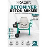 KAZEN 120 Litre - Mini Betoniyer Beton Mikser Beton Harç Yem Tohum Karma Makinesi - 120 Litre - S