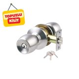 Kazien Krom Saten Üç Anahtarlı Topuzlu Kilit, 60 MM Mandal Ayarı, Sağ Ve Sol Kullanılabilir