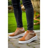 KB-007 Kuback Vizon Taba Yüksek Taban Tek Bant Bağcıksız Günlük Erkek Ayakkabı - Kahverengi
