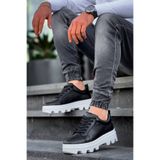 KB 056 Kuback Siyah Cilt Beyaz Yüksek Taban Günlük Spor Ayakkabı KBXKB-056-SİYAH-CİLT