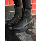KB-0992 Kuback Siyah Cilt Siyah Yüksek Taban Lastikli Erkek Bot