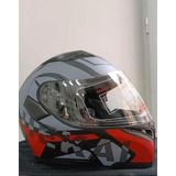KC 902 Full Face Çene Açılır Güneş Vizörlü Motosiklet Kaskı L Beden Siyah Kırmızı Gri