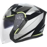 Kc Çenesiz Vizörlü Yazlık Kask [KC528-1] Siyah - Gri - Neon Sarı