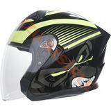 Kc Çenesiz Vizörlü Yazlık Kask [KC528-1] Siyah - Neon Yeşil - M